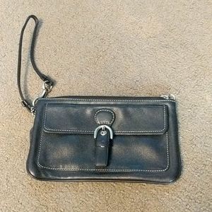 Black Leather Coach Wristlet